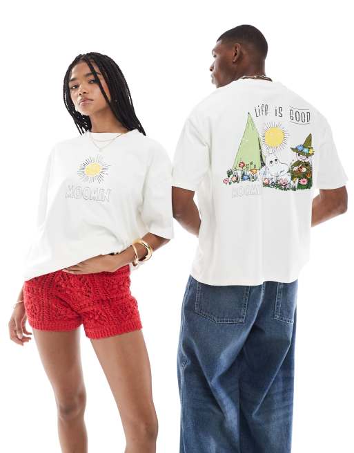Camiseta blanca extragrande unisex con estampado de 