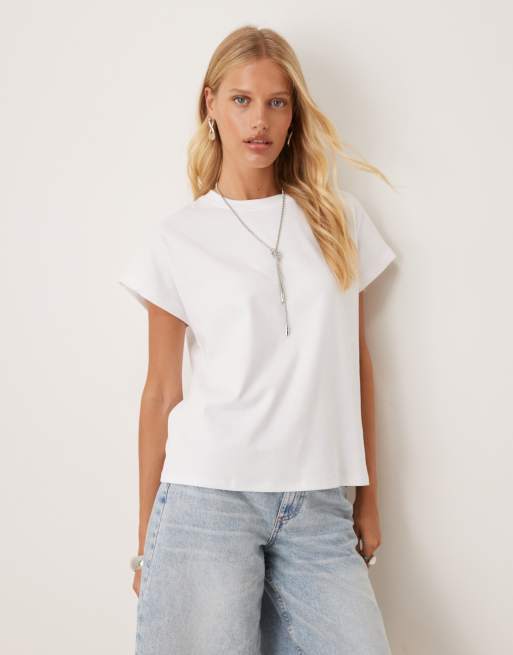 Camiseta blanca extragrande y vaporosa de algodón de Mango