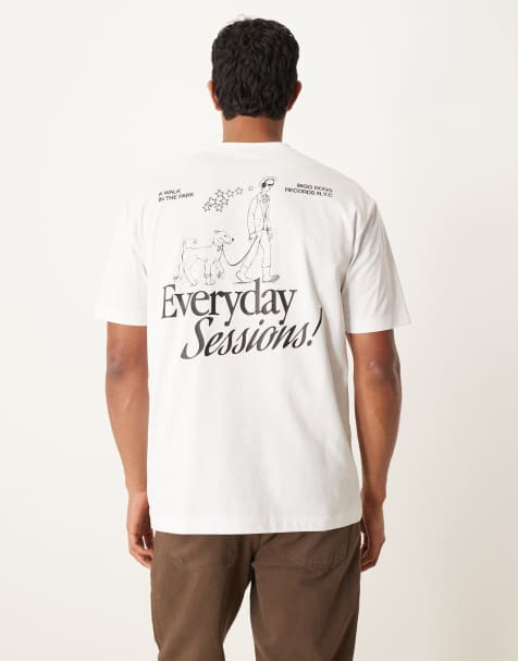 Camiseta blanca holgada con estampado de dibujo en la espalda de ASOS DESIGN - view 1