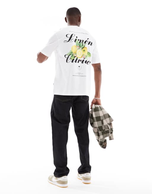 Camiseta blanca holgada con estampado de limones en la espalda de ONLY & SONS, 2 de 4