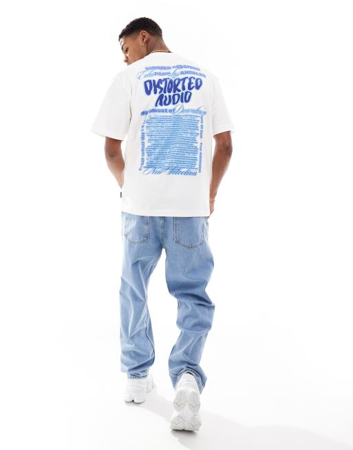 Camiseta blanca holgada con estampado 