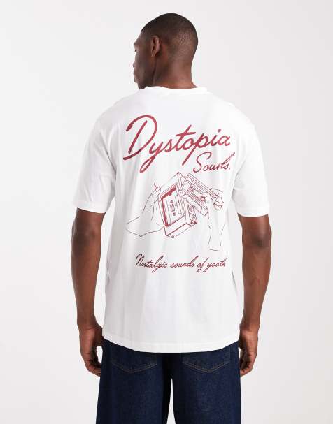 Camiseta blanca holgada con estampado en la espalda "Dystopia" de ONLY & SONS - view 1