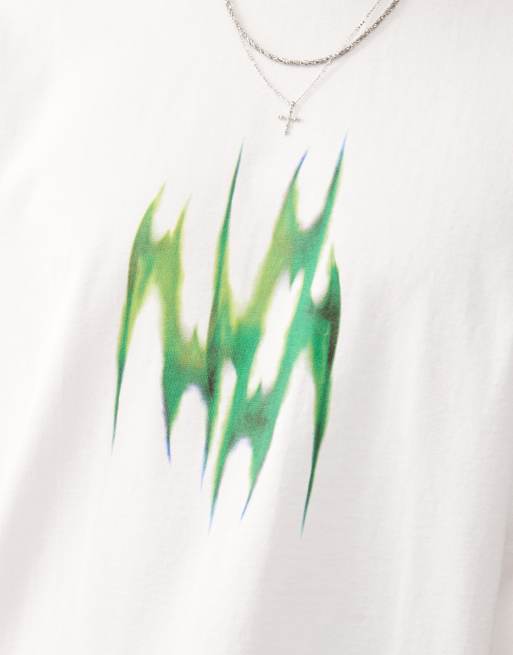 Camiseta blanca holgada con estampado gráfico delantero y trasero de Weekday, 4 de 4