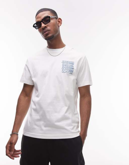 Camiseta blanca holgada con estampado gráfico en el pecho y la espalda de Lacoste, 4 de 4