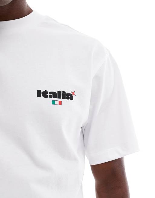 Camiseta blanca holgada con estampado gráfico "Italia" en la espalda de ASOS DESIGN , 2 de 5