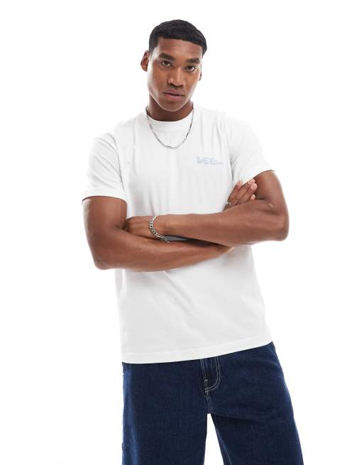 Camiseta blanca holgada con estampado playero en la espalda de Lee, 4 de 4