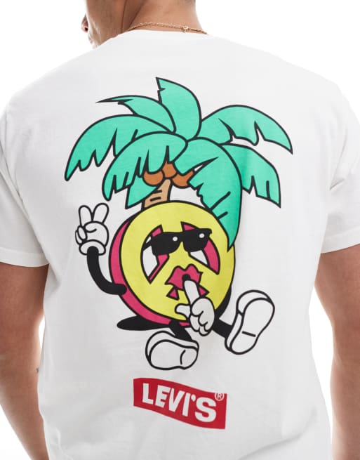 Camiseta blanca holgada con logo estampado en la espalda y parche pequeño de Levi's, 3 de 4