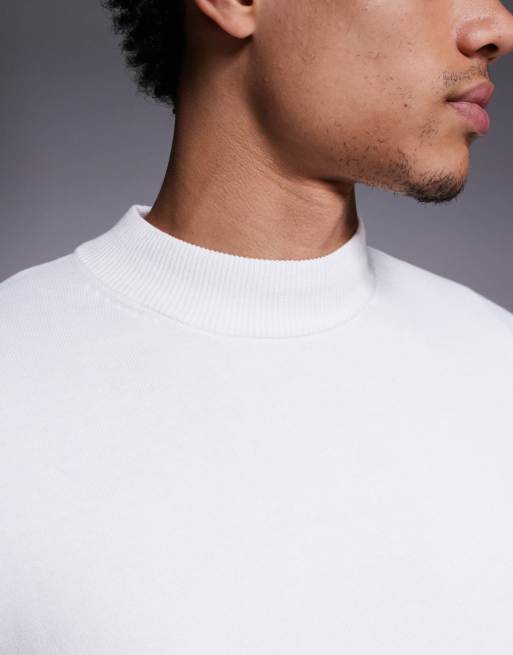 Camiseta blanca holgada de manga larga con cuello subido de punto de ASOS DESIGN, 5 de 5