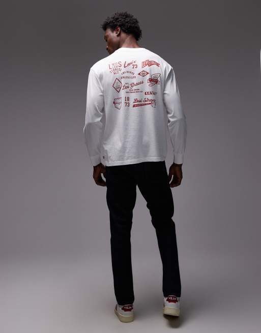 Camiseta blanca holgada de manga larga con estampado auténtico en la espalda de Levi's, 2 de 5