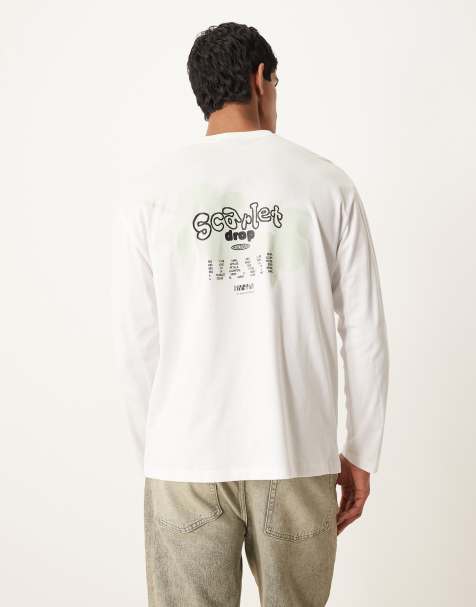 Camiseta blanca holgada de manga larga con estampado frutal en relieve de ASOS DESIGN - view 1
