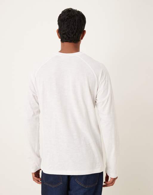 Camiseta blanca holgada de manga larga de punto flameado texturizado de ASOS DESIGN, 3 de 5