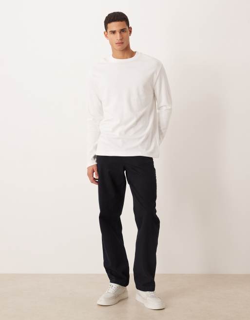 Camiseta blanca holgada de manga larga de tejido grueso suave de ASOS DESIGN, 2 de 5
