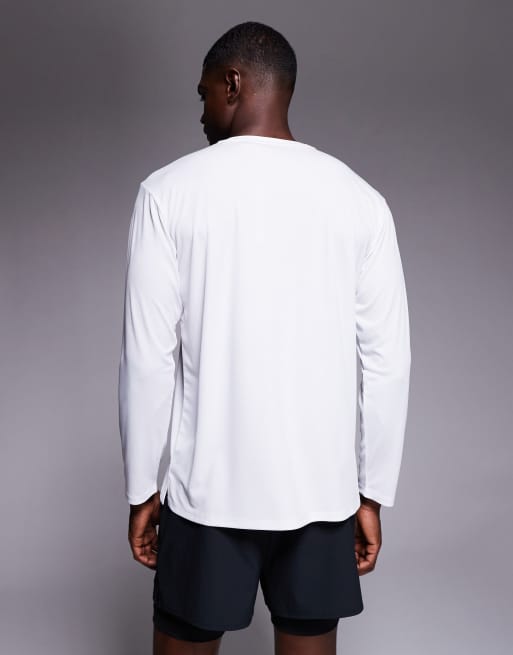 Camiseta blanca holgada de manga larga para correr de malla técnica de secado rápido de 4505, 3 de 5