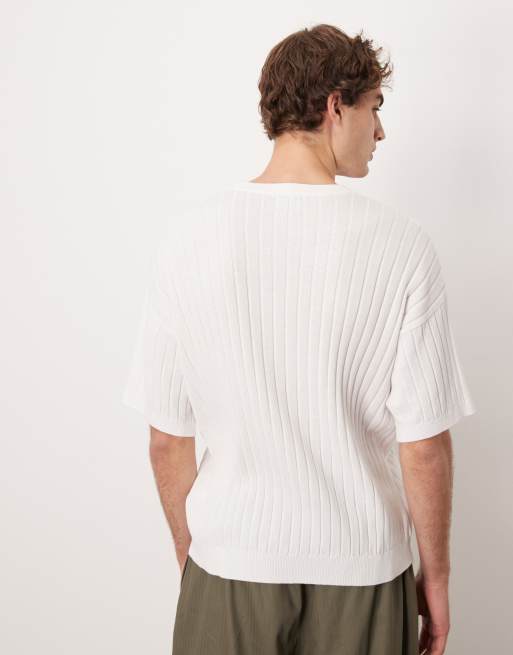 Camiseta blanca holgada de punto acanalado de ASOS DESIGN, 3 de 5