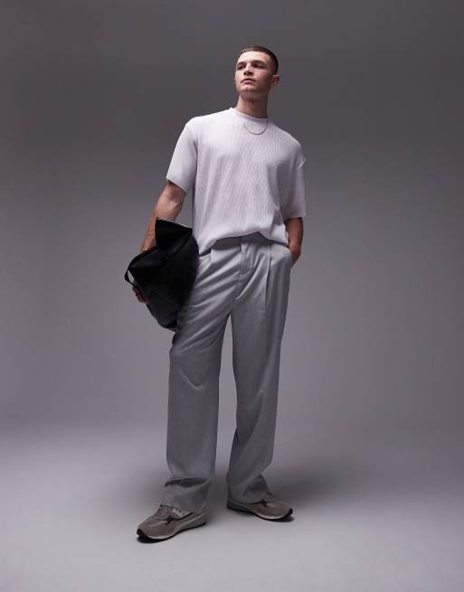 Camiseta blanca plisada extragrande de Topman