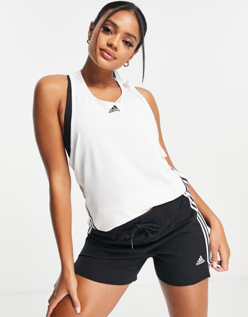 Camiseta blanca sin mangas con 3 rayas Icons de adidas Training