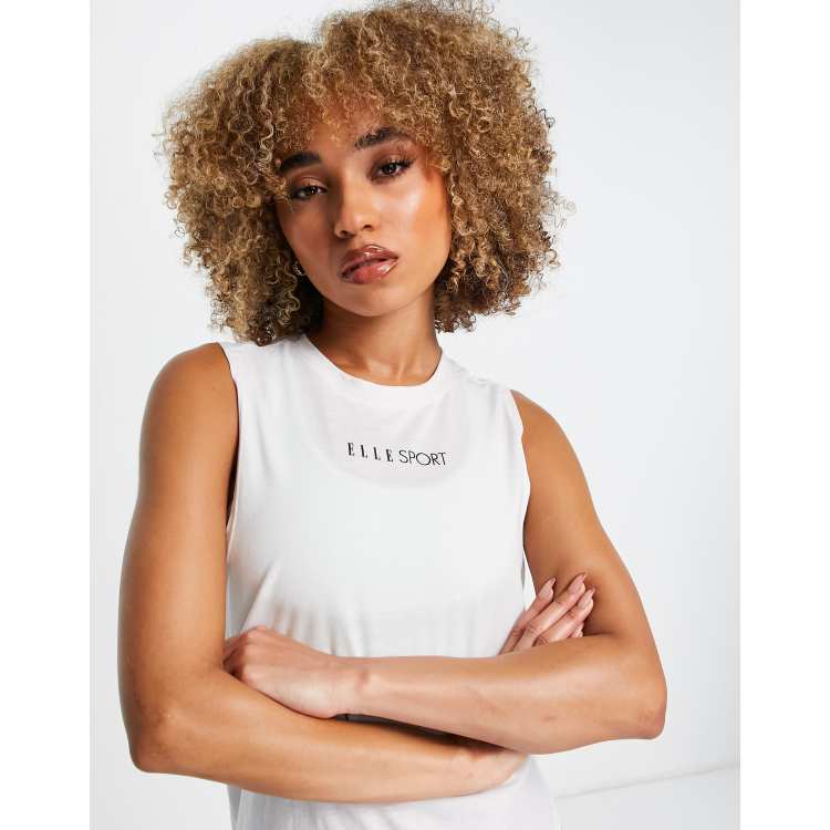 Elle Blusa Algodon Mujer Camiseta Blanca Sin Mangas Con Detalle De