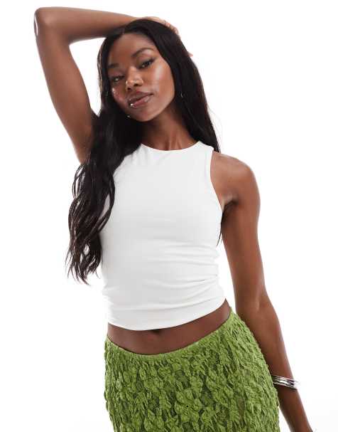 Camiseta blanca sin mangas con espalda de nadadora de doble capa de ASOS DESIGN - view 1