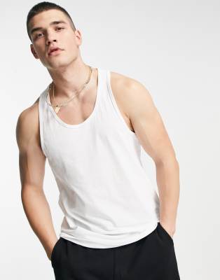 Camiseta blanca sin mangas con espalda de nadadora de Topman