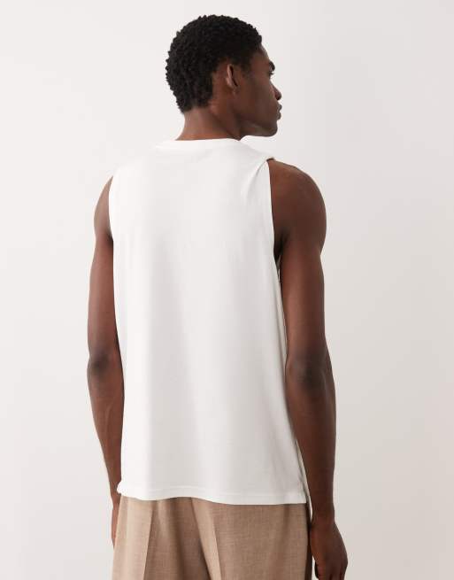 Camiseta blanca sin mangas de algodón SUPIMA® premium de ASOS DESIGN, 3 de 5