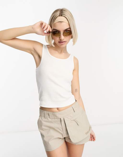 Camiseta blanca sin mangas de canalé de COLLUSION