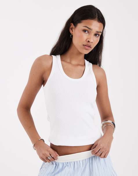 Camiseta blanca sin mangas de canalé Frida de JJXX - view 1