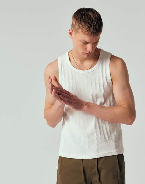 Camiseta blanca sin mangas de canalé premium de Abercrombie & Fitch - view 1