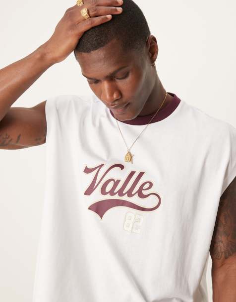Camiseta blanca sin mangas de corte cuadrado extragrande con estampado en el pecho de ASOS DESIGN - view 1