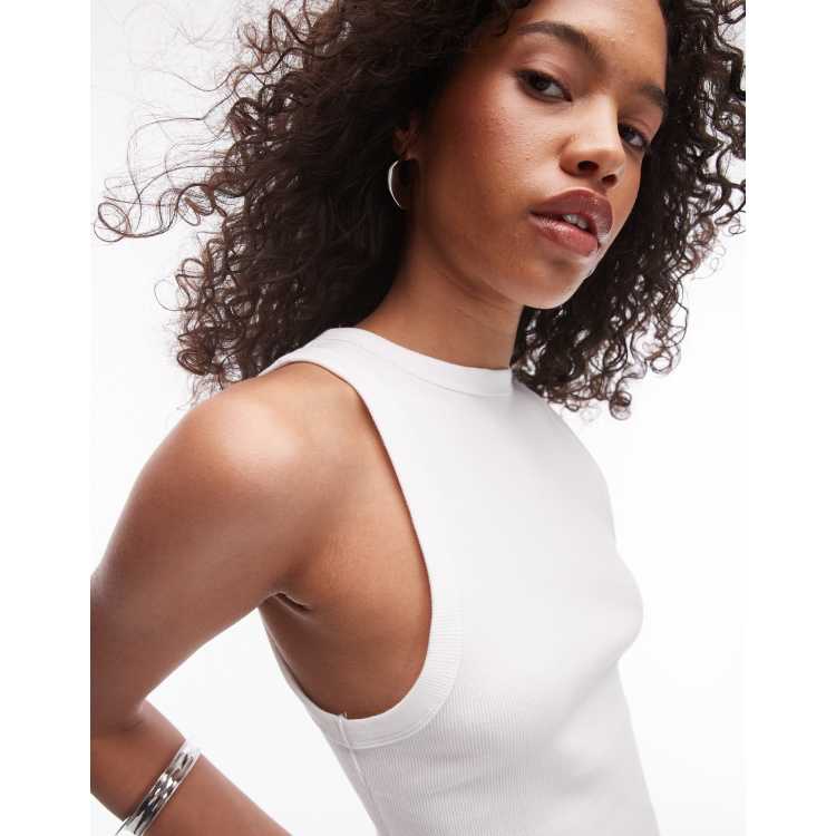 Camiseta blanca sin mangas de corte slim de canale de Topshop ClassicfuncenterShops
