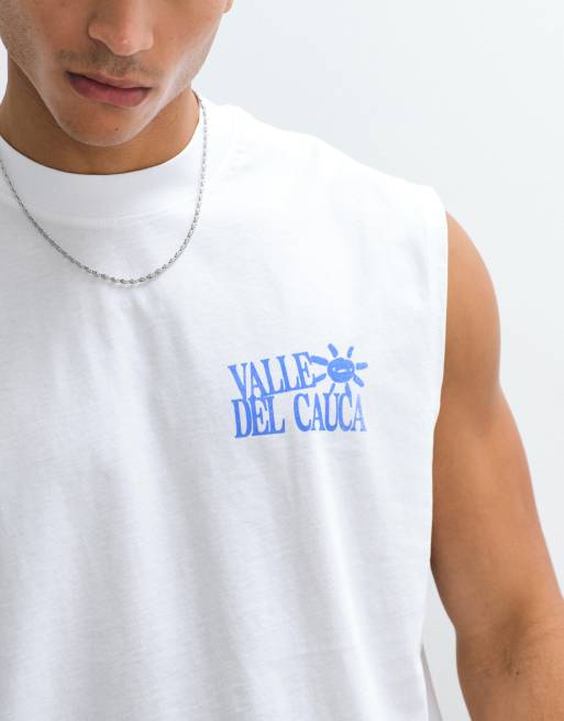 Camiseta blanca sin mangas extragrande con estampado gráfico de texto de ASOS DESIGN , 5 de 5
