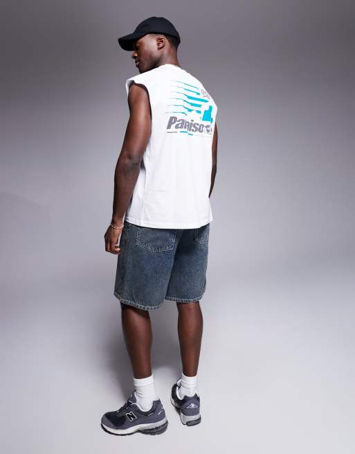 Camiseta blanca sin mangas extragrande con estampado gráfico deportivo de ASOS DESIGN, 3 de 4