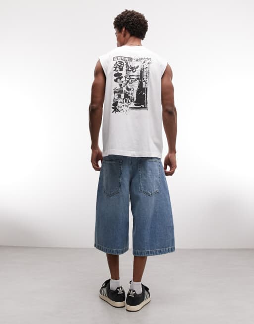 Camiseta blanca sin mangas extragrande con gráfico de mariposa de ASOS DESIGN, 3 de 5