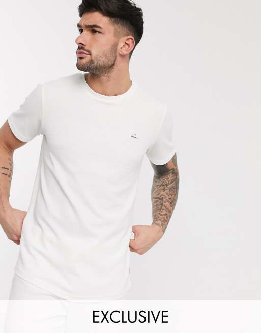 Camiseta blanca texturizada exclusiva en ASOS de Jack & Jones Premium (parte de un conjunto)