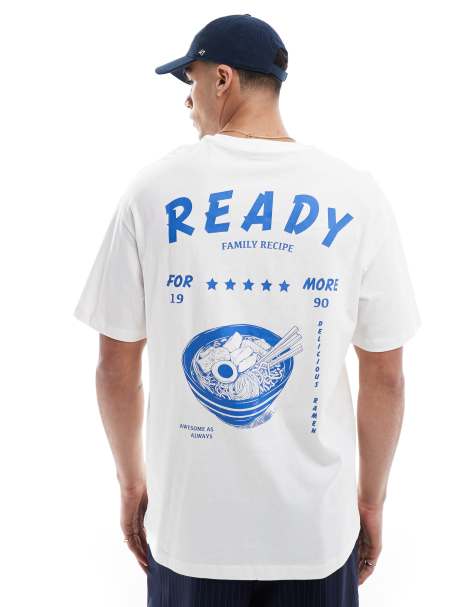 Camiseta blanca ultragrande con estampado de ramen en la espalda de Jack & Jones - view 1
