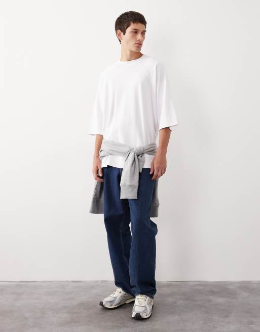 Camiseta blanca ultragrande con mangas raglán de ASOS COLLECTIVE AC-T-255 , 2 de 7