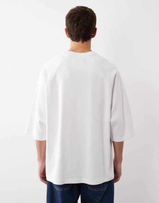 Camiseta blanca ultragrande con mangas raglán de ASOS COLLECTIVE AC-T-255 , 3 de 7
