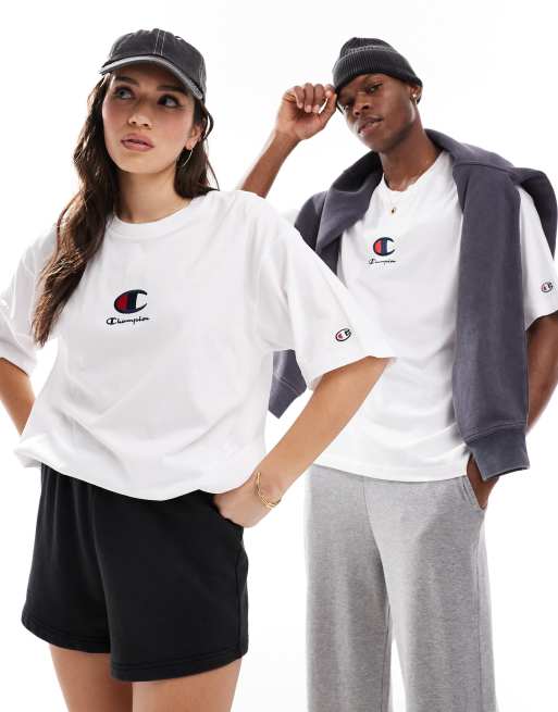 Camiseta blanca unisex con cuello redondo de Champion