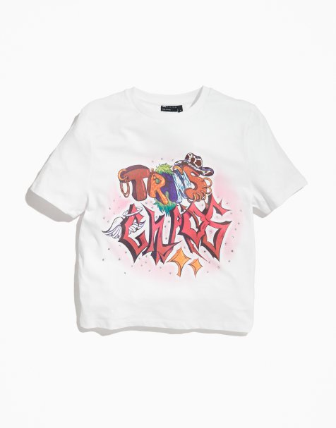 Camiseta blanca unisex con diseño encogido y estampado en el pecho PRIDE de ASOS DESIGN - view 1
