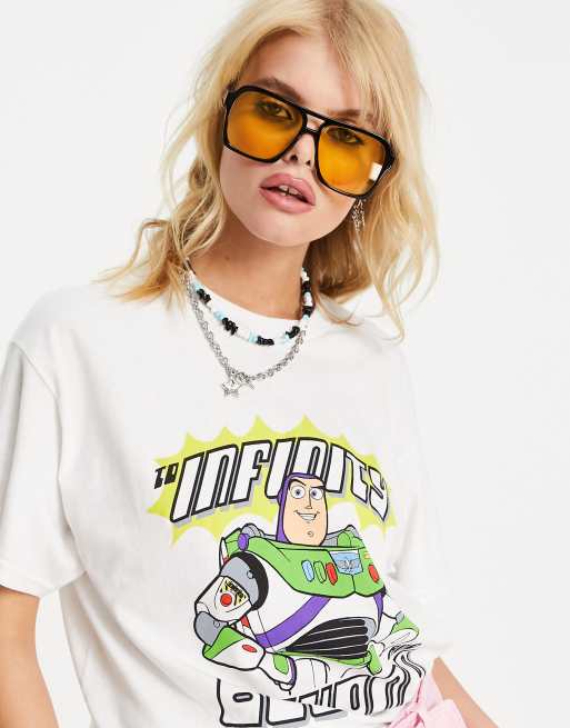 Camiseta blanca unisex con estampado con licencia de Buzz