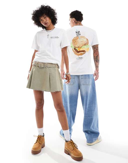 Camiseta blanca unisex con estampado gráfico de hamburguesa de Obey, 3 de 4