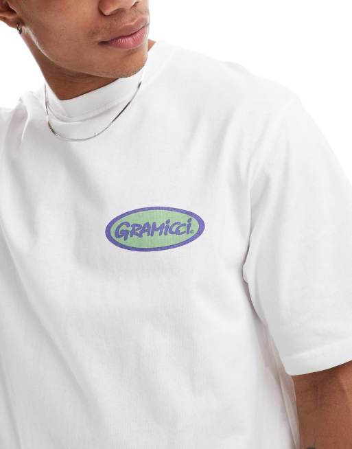 Camiseta blanca unisex con estampado gráfico delantero de algodón de Gramicci, 3 de 4
