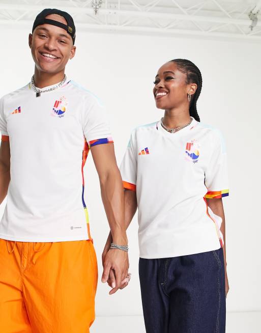 Camiseta blanca unisex de la segunda equipación de Bélgica para la Copa Mundial 2022 de adidas Football
