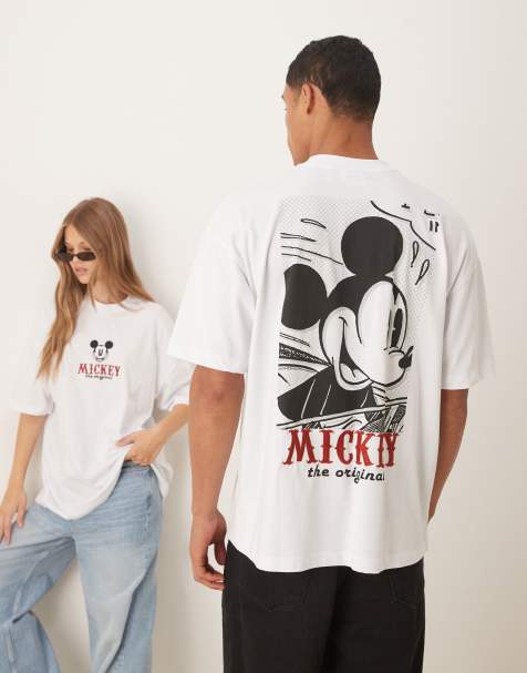Camiseta blanca unisex extragrande con bordado de Mickey Mouse de Disney de tejido grueso de ASOS DESIGN - view 1