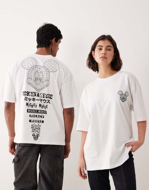 Camiseta blanca unisex extragrande con diseño de Mickey Mouse de Disney de ASOS DESIGN - view 1