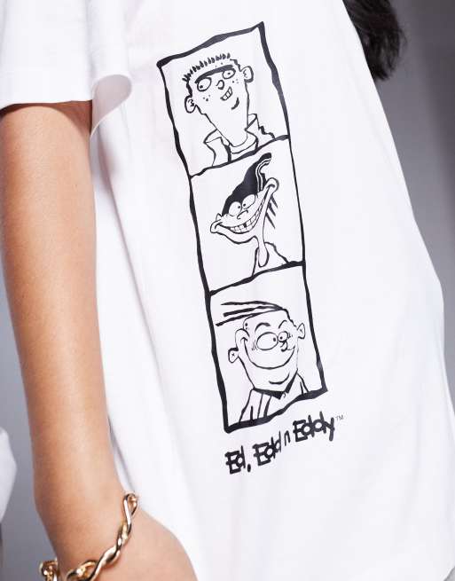 Camiseta blanca unisex extragrande con estampado con licencia en relieve de "Ed, Edd n Eddy" de ASOS DESIGN, 3 de 4