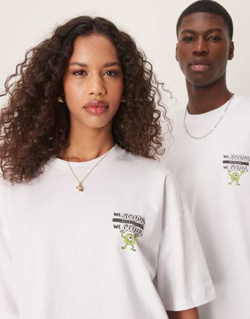 Camiseta blanca unisex extragrande con estampado de "Monsters Inc" de Pixar de Disney de ASOS DESIGN, 3 de 4