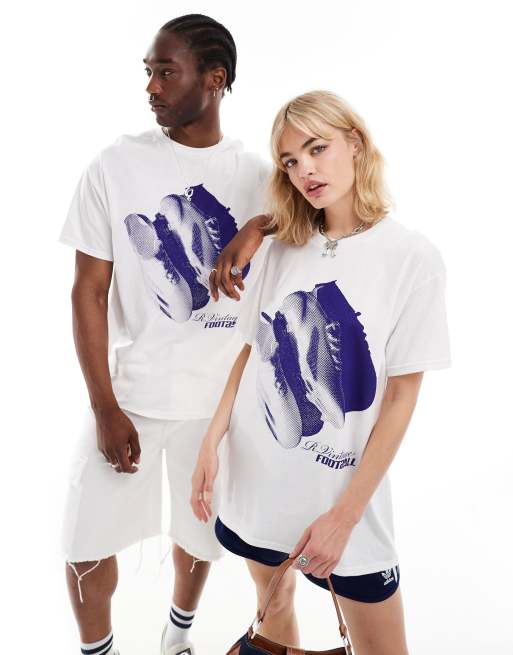 Camiseta blanca unisex extragrande con estampado gráfico deportivo de Reclaimed Vintage