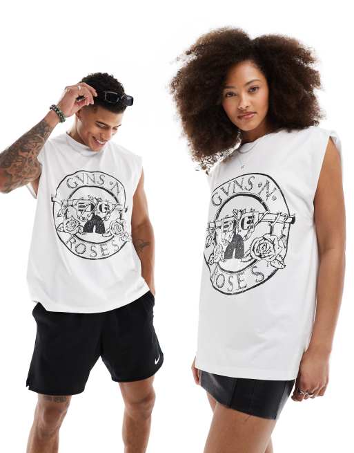 Camiseta guns and roses blanca sale