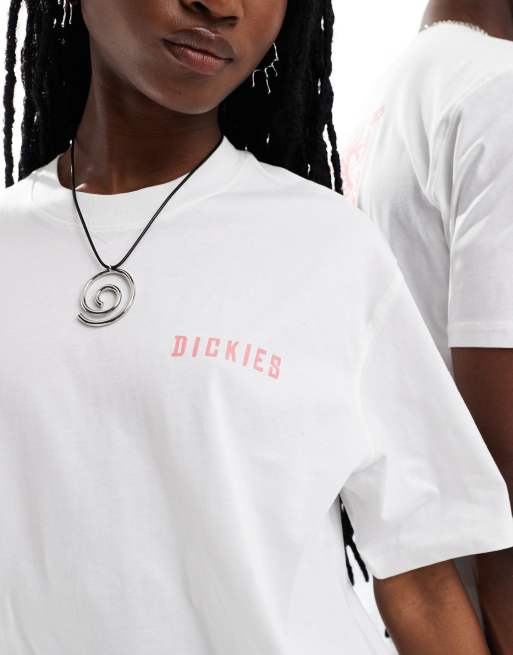 Camiseta blanca y rosa de manga corta con estampado de tigres de Dickies, 3 de 4