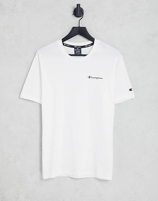 Hombre Tops | Camiseta blanca con logo pequeño de Champion - EB48314